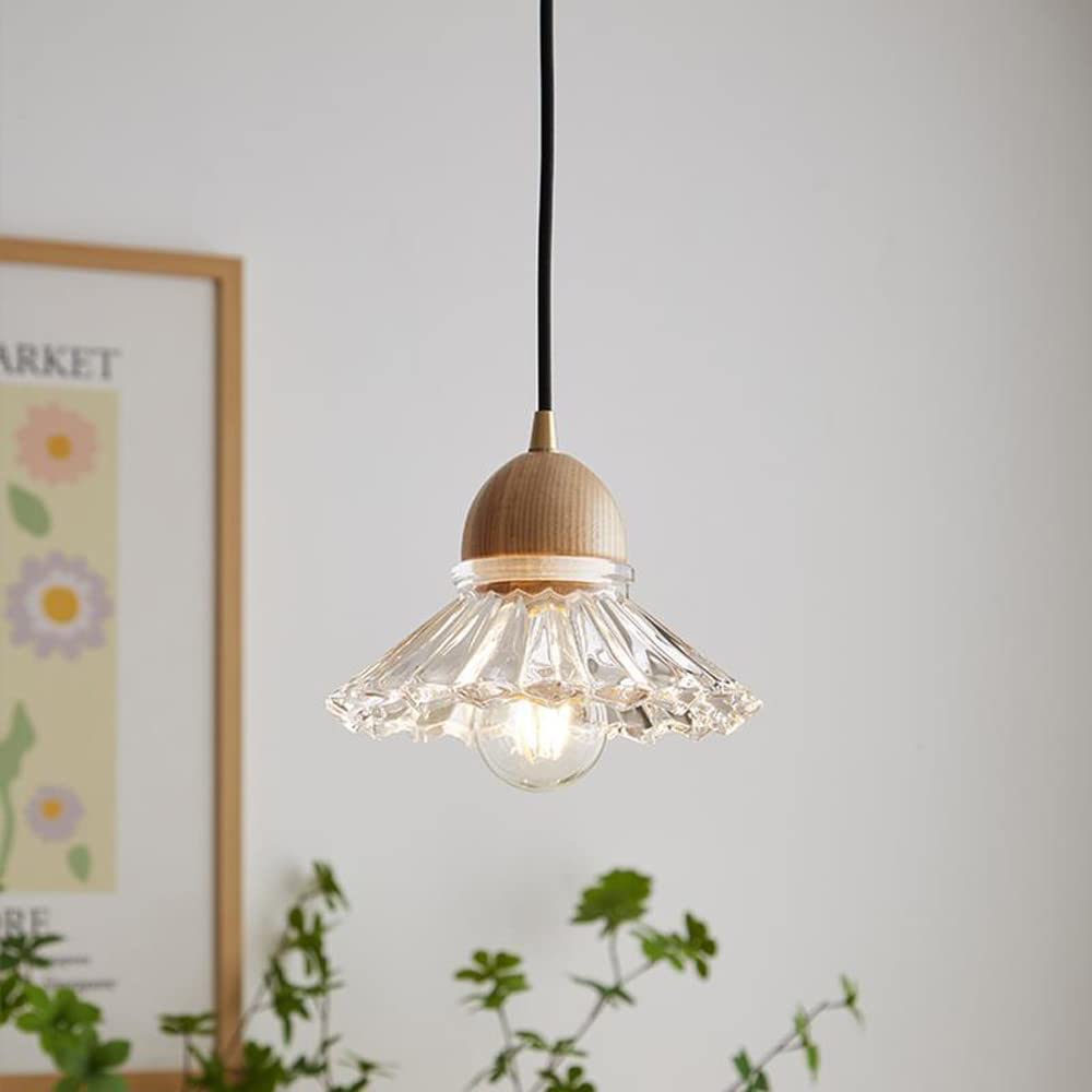 Hailie Retro Wood Pendant Light Glass Bedroom/Living Room/Dining Room