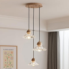 Hailie Retro Wood Pendant Light Glass Bedroom/Living Room/Dining Room