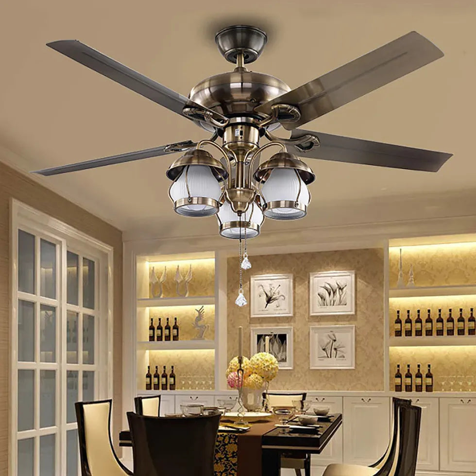 Ceiling Fan With Light For Study Room Alessio Metal & Acrylic Dimmable