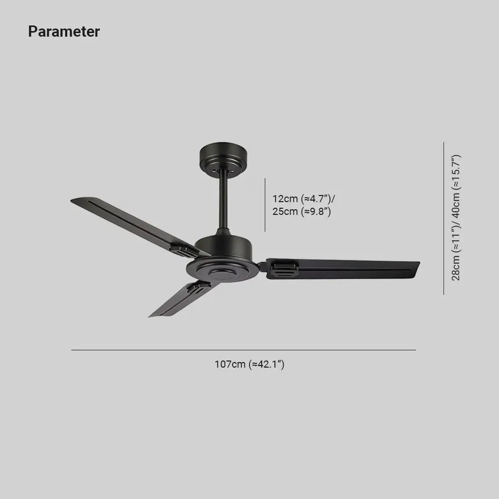 Black Ceiling Fan With Light For Study Room Alessio Metal & Acrylic