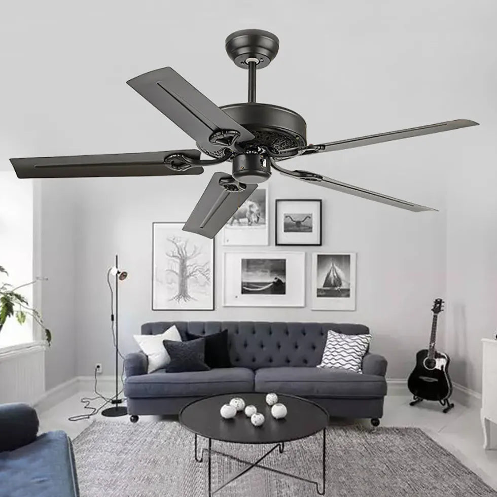 Black Ceiling Fan With Light For Study Room Alessio Metal Ip20