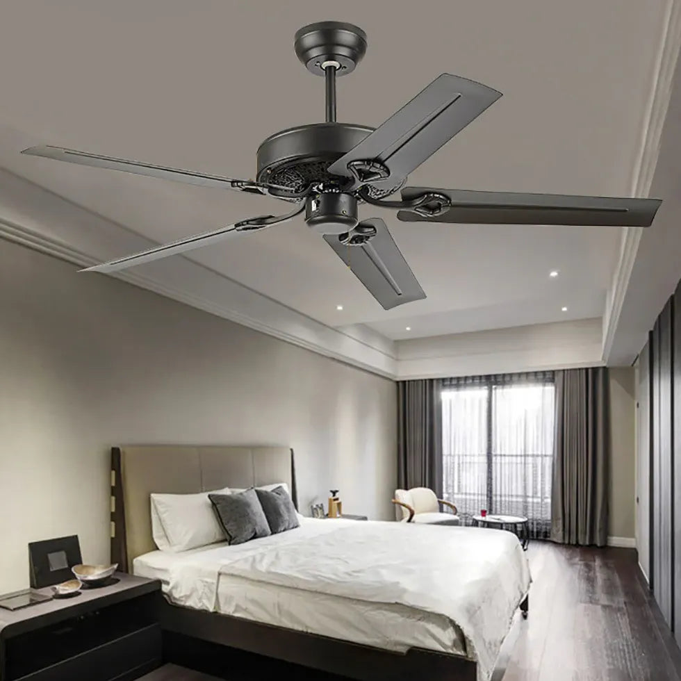 Black Ceiling Fan With Light For Study Room Alessio Metal Ip20