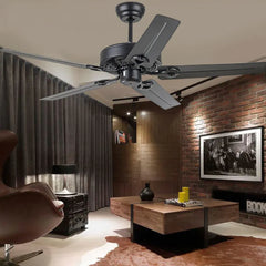 Black Ceiling Fan With Light For Study Room Alessio Metal Ip20