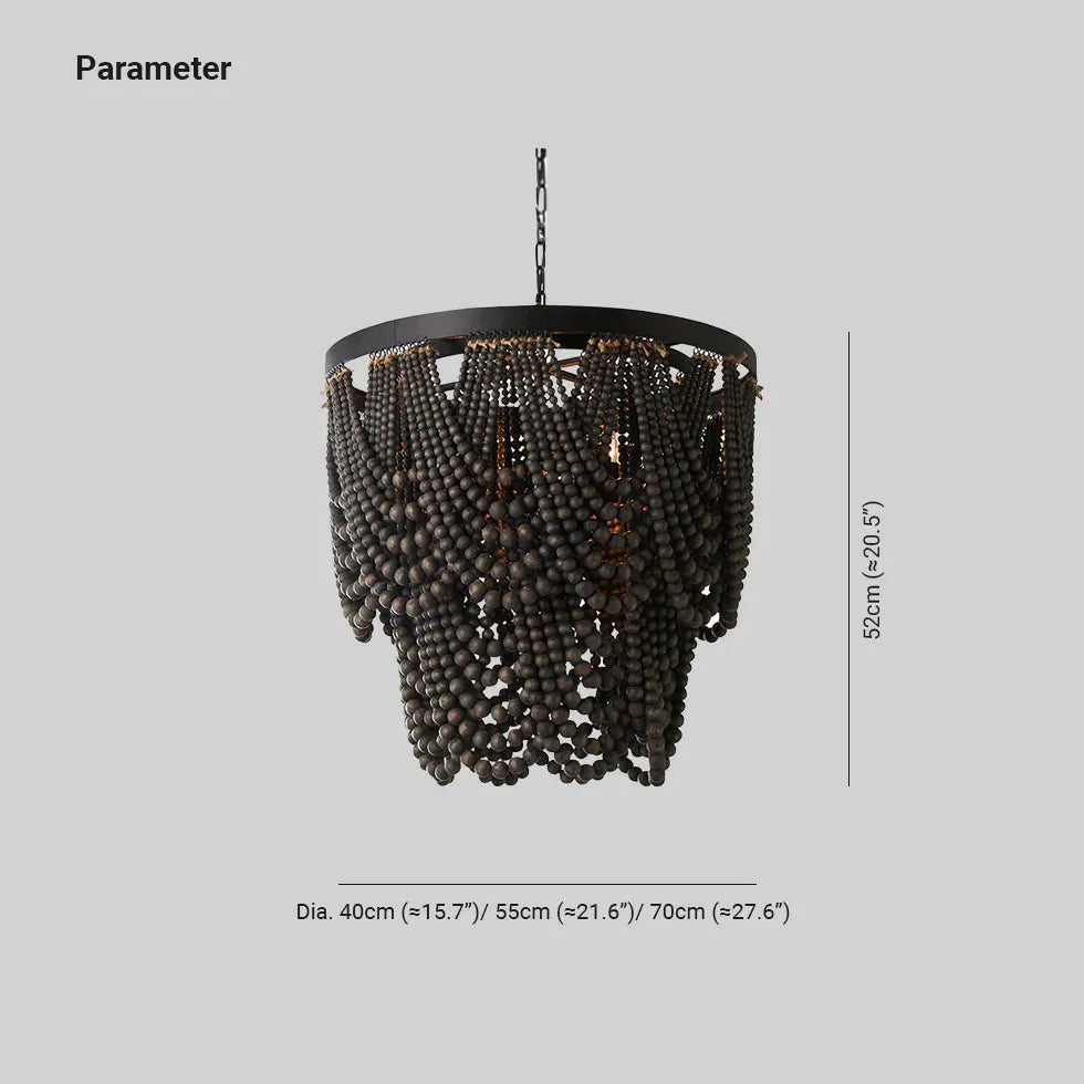 Black Statement Pendant Light For Bedroom Alessio Wood Ip20 Led