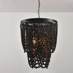 Black Statement Pendant Light For Bedroom Alessio Wood Ip20 Led