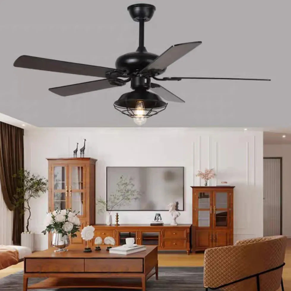 Black Ceiling Fan With Light For Bedroom Alessio Metal & Acrylic