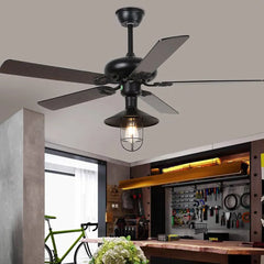 Black Ceiling Fan With Light For Bedroom Alessio Metal & Acrylic