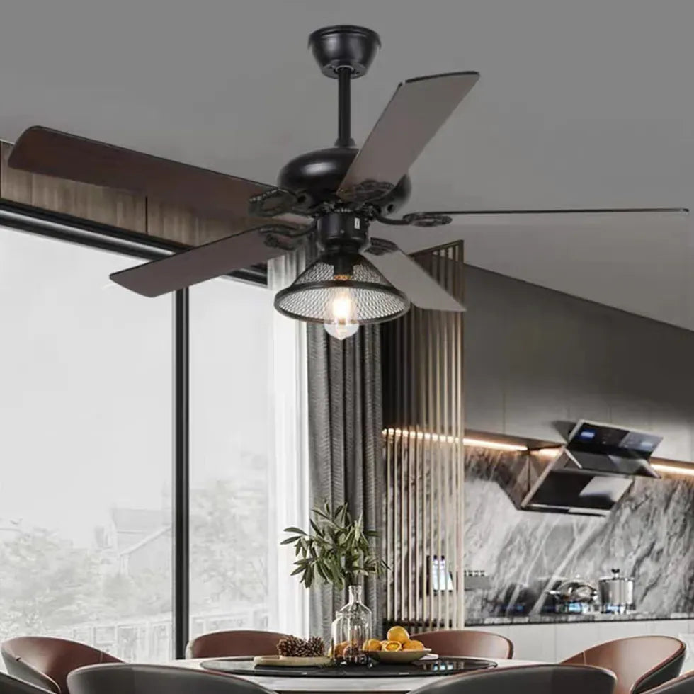 Black Ceiling Fan With Light For Bedroom Alessio Metal & Acrylic