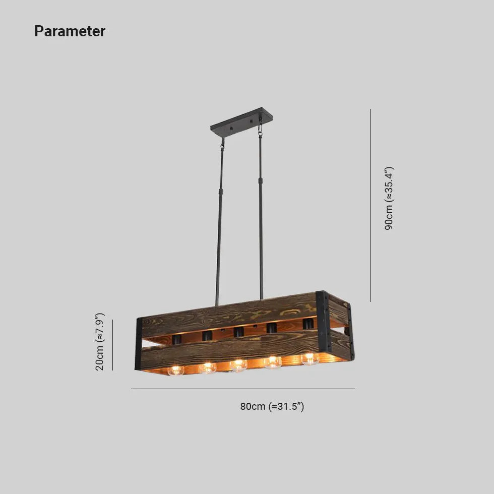 Chandelier For Bedroom Rectangular Alessio Pine Wood Ip20 Led