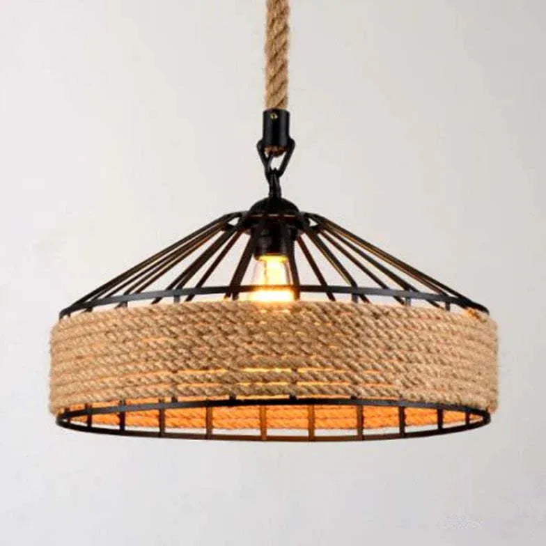 Retro Rope Metal Black Single Pendant Light