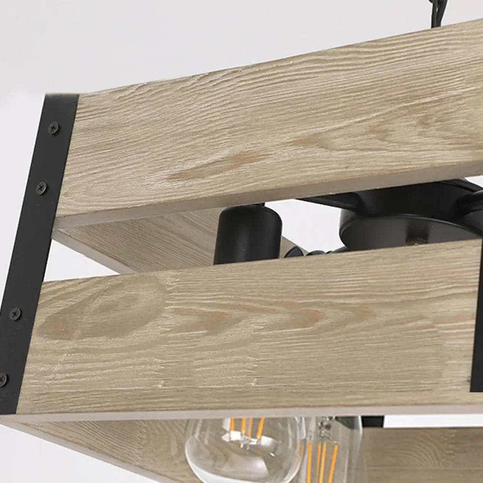 Chandelier For Bedroom Square Alessio Pine Wood