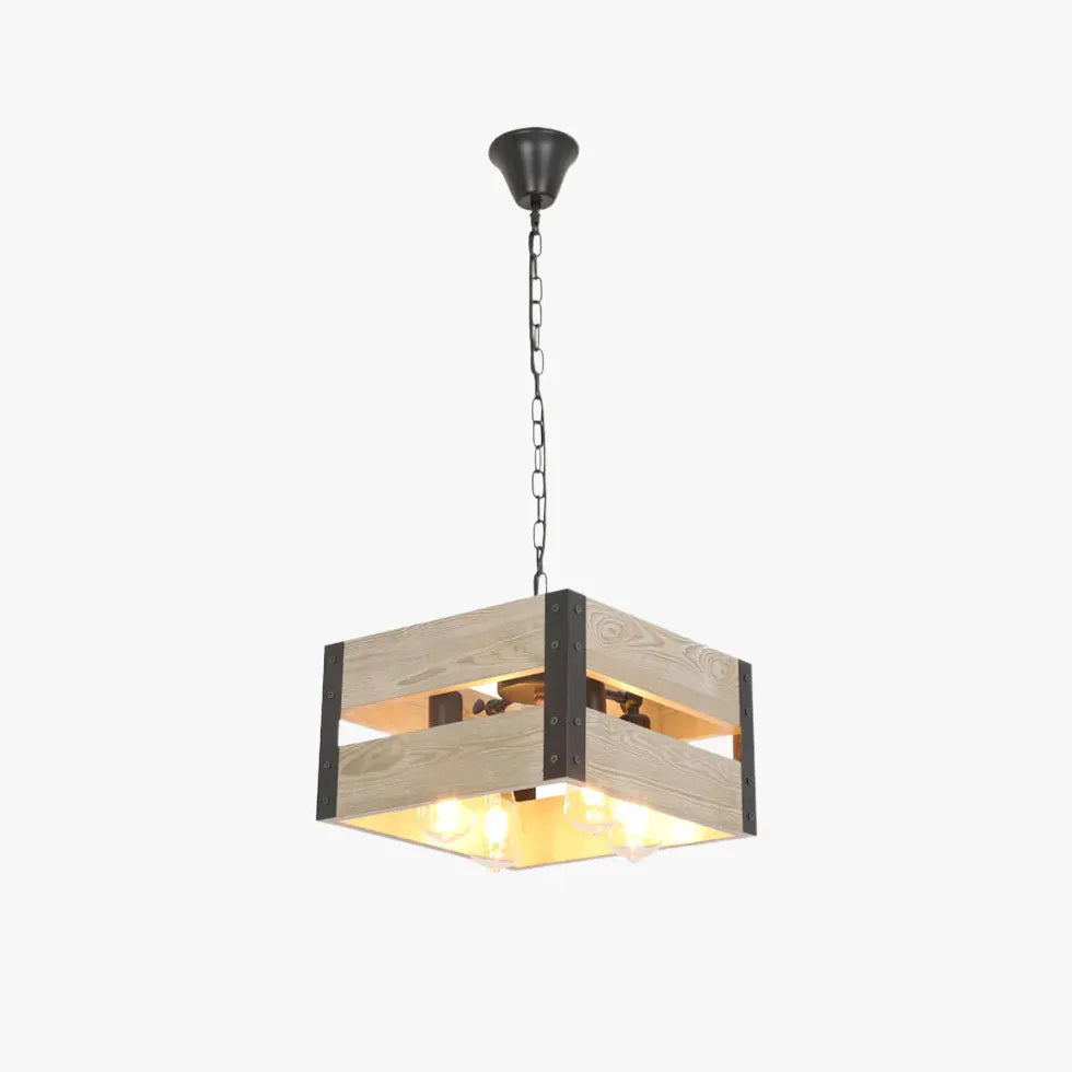 Chandelier For Bedroom Square Alessio Pine Wood