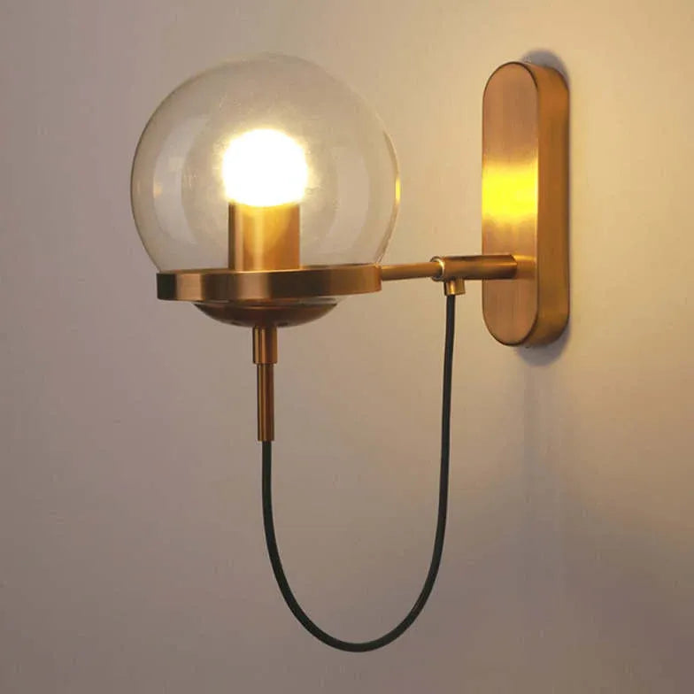 Black Rustic Retro Glass Plug-in Wall Light