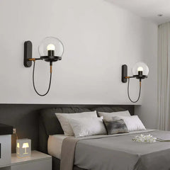 Black Rustic Retro Glass Plug-in Wall Light