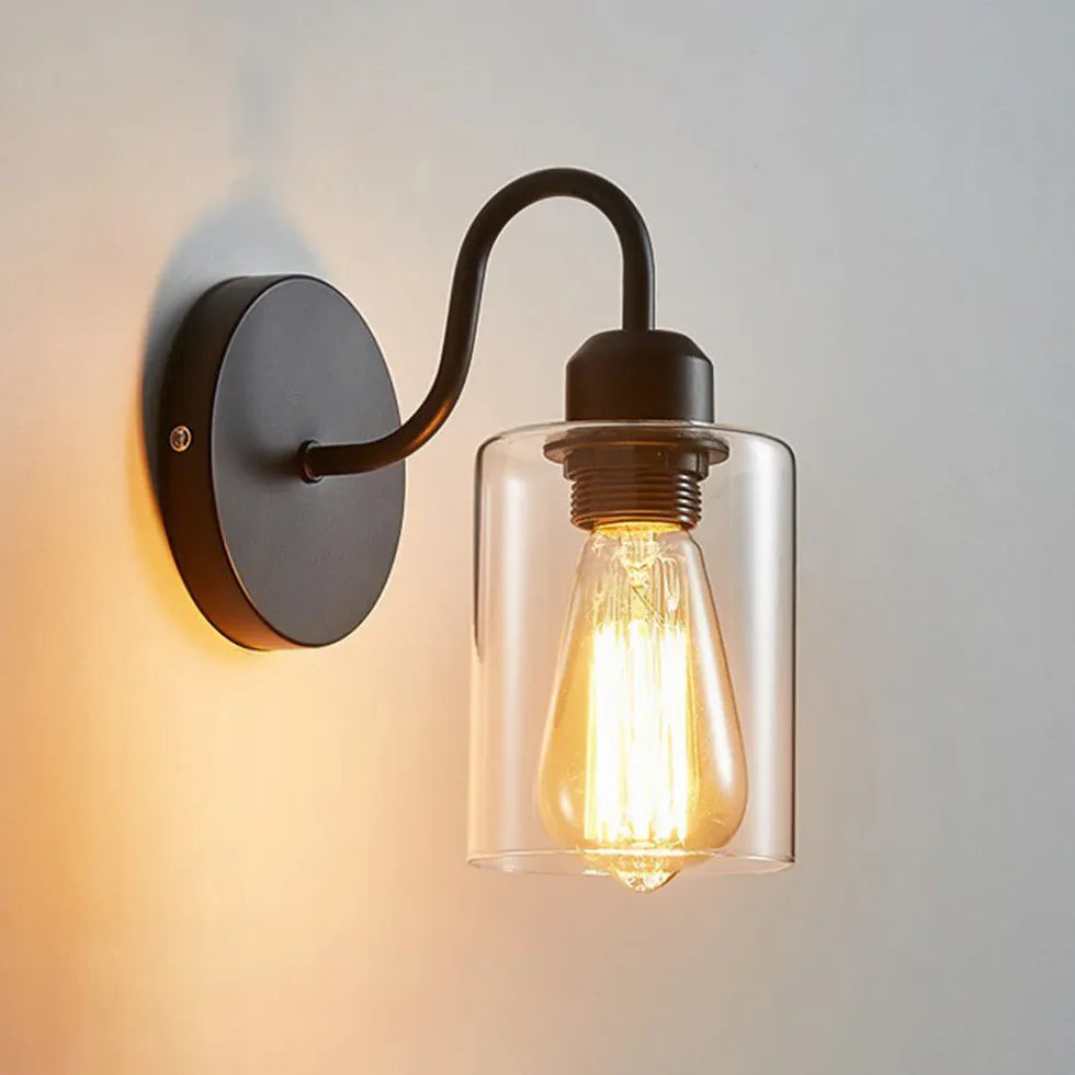 Black Single Arm Wall Light For Bedroom Alessio Metal & Glass Led Ip20