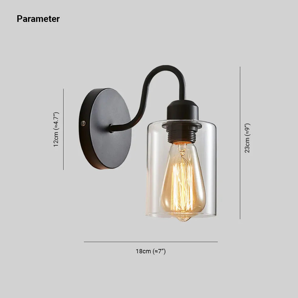 Black Single Arm Wall Light For Bedroom Alessio Metal & Glass Led Ip20