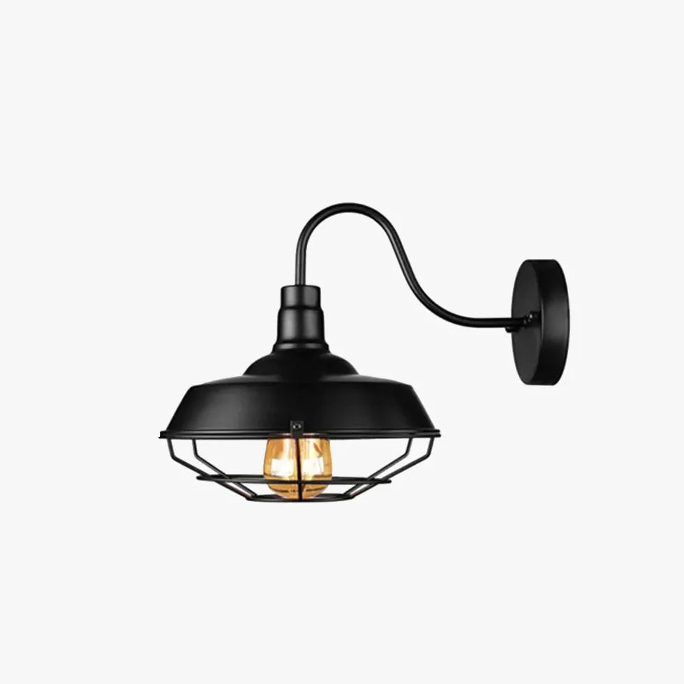 Black Single Arm Wall Light Alessio Metal & Glass