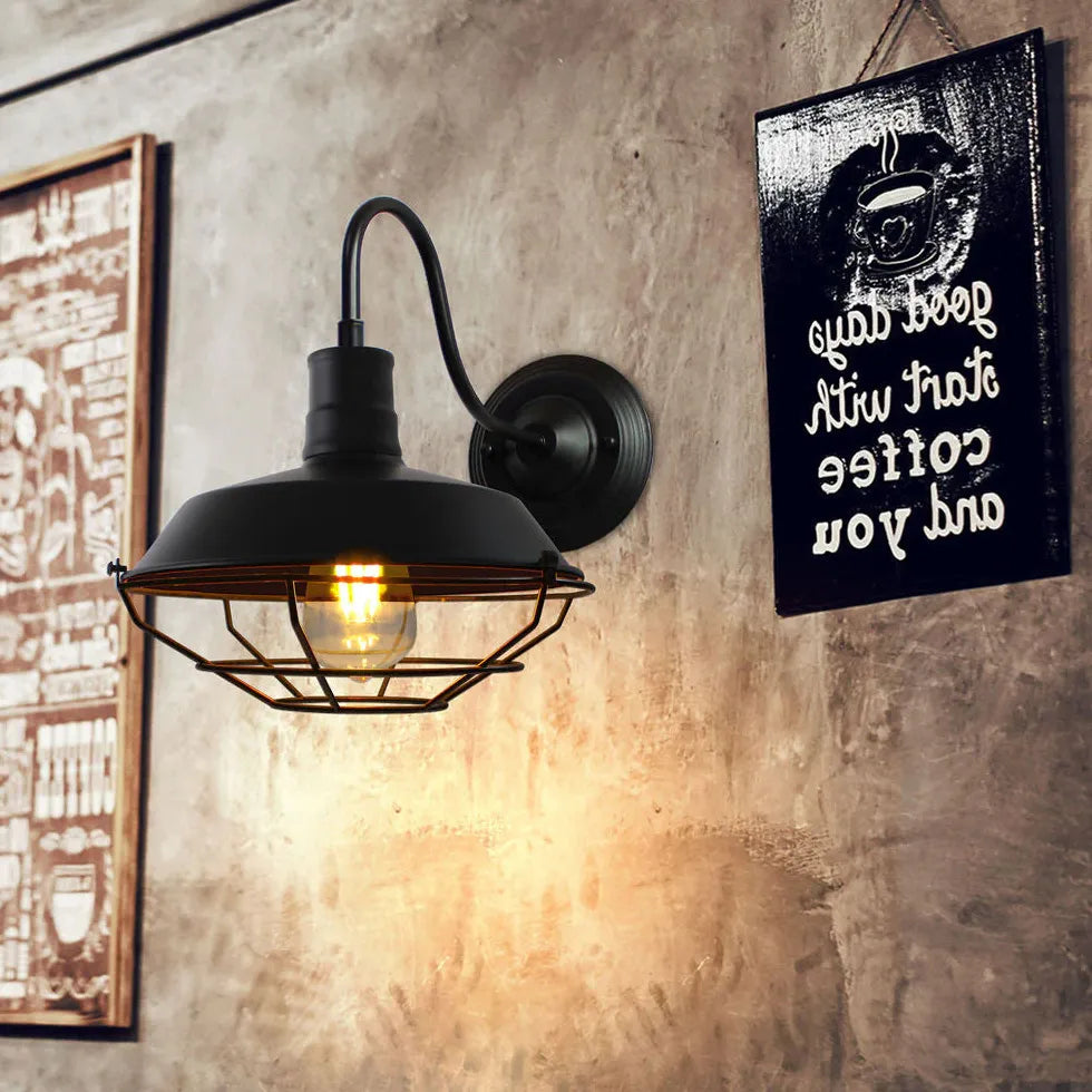 Black Single Arm Wall Light Alessio Metal & Glass