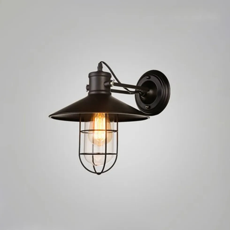 Black Single Arm Wall Light Alessio Metal & Glass