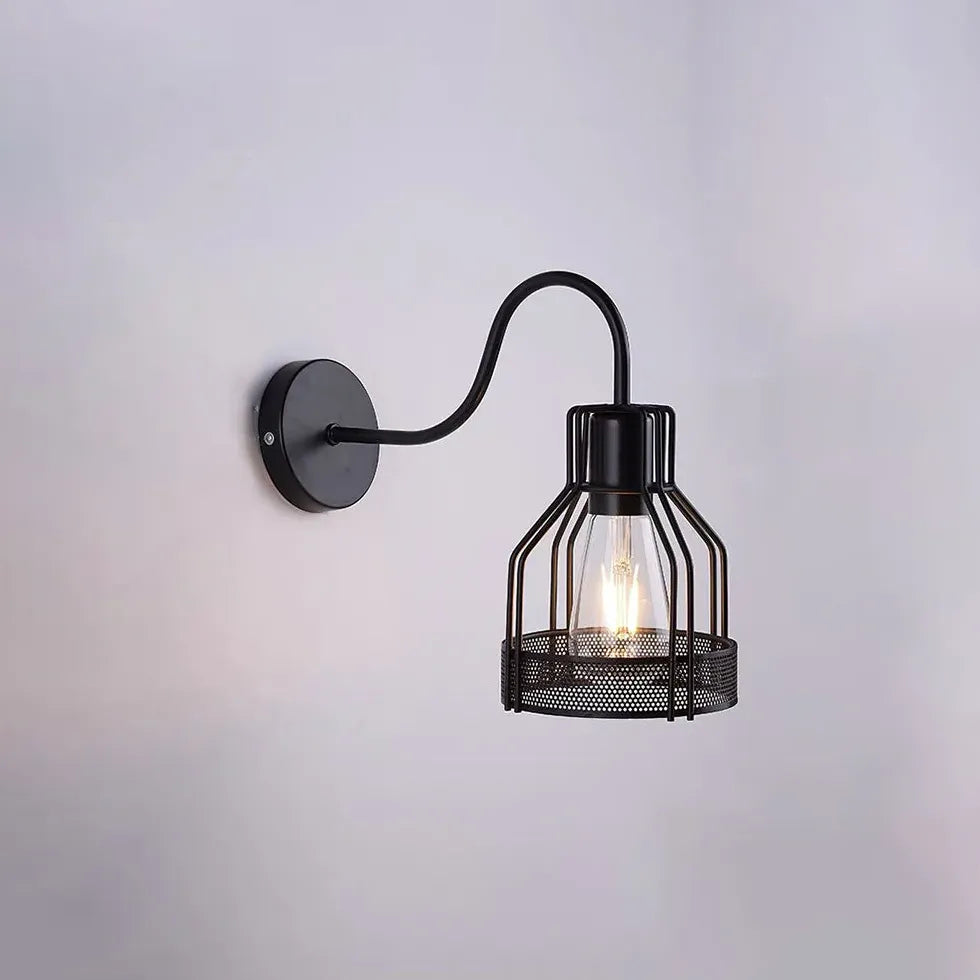 Black Single Arm Wall Light Alessio Metal & Glass