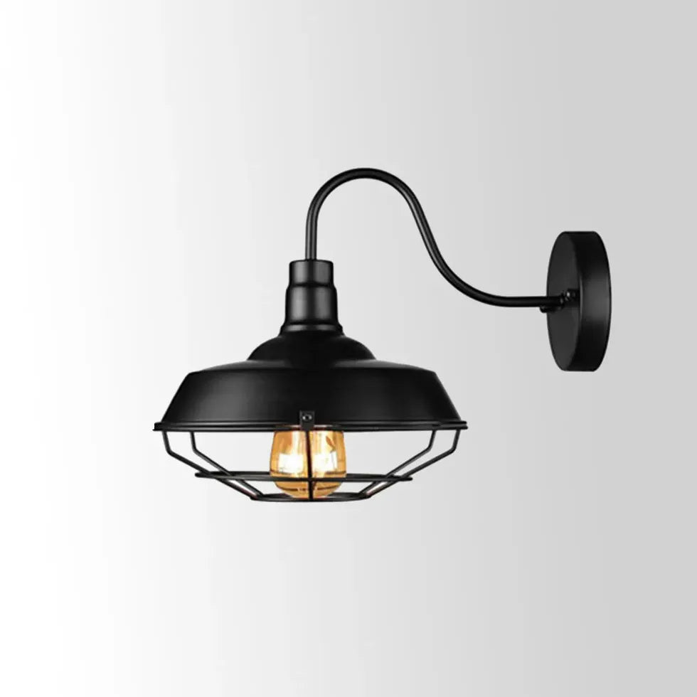 Black Single Arm Wall Light Alessio Metal & Glass