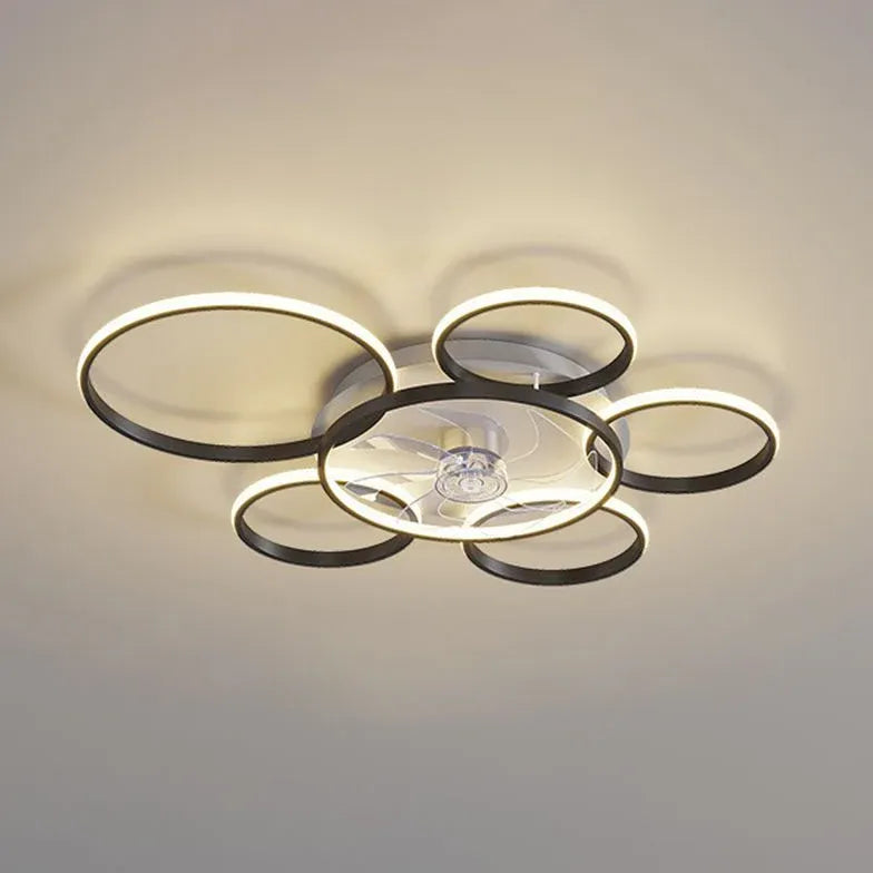 Ceiling Fan With Light For Bedroom Circle Arisha Metal Ip20 Dimmable Led