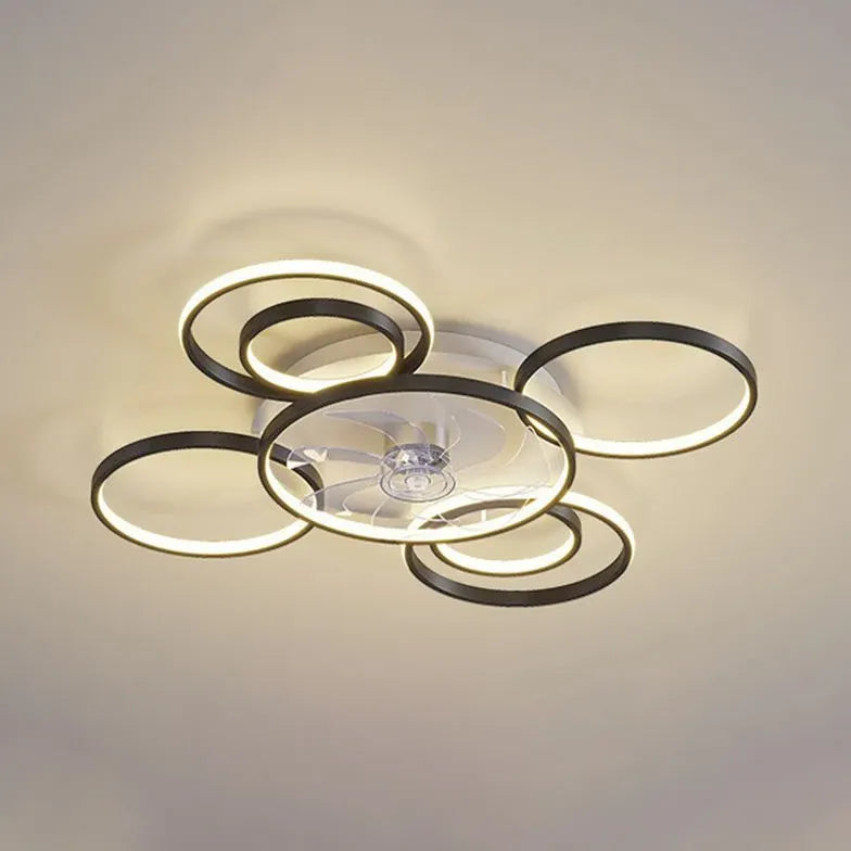 Ceiling Fan With Light For Bedroom Circle Arisha Metal Ip20 Dimmable Led