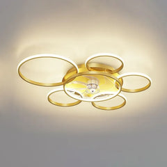 Ceiling Fan With Light For Bedroom Circle Arisha Metal Ip20 Dimmable Led