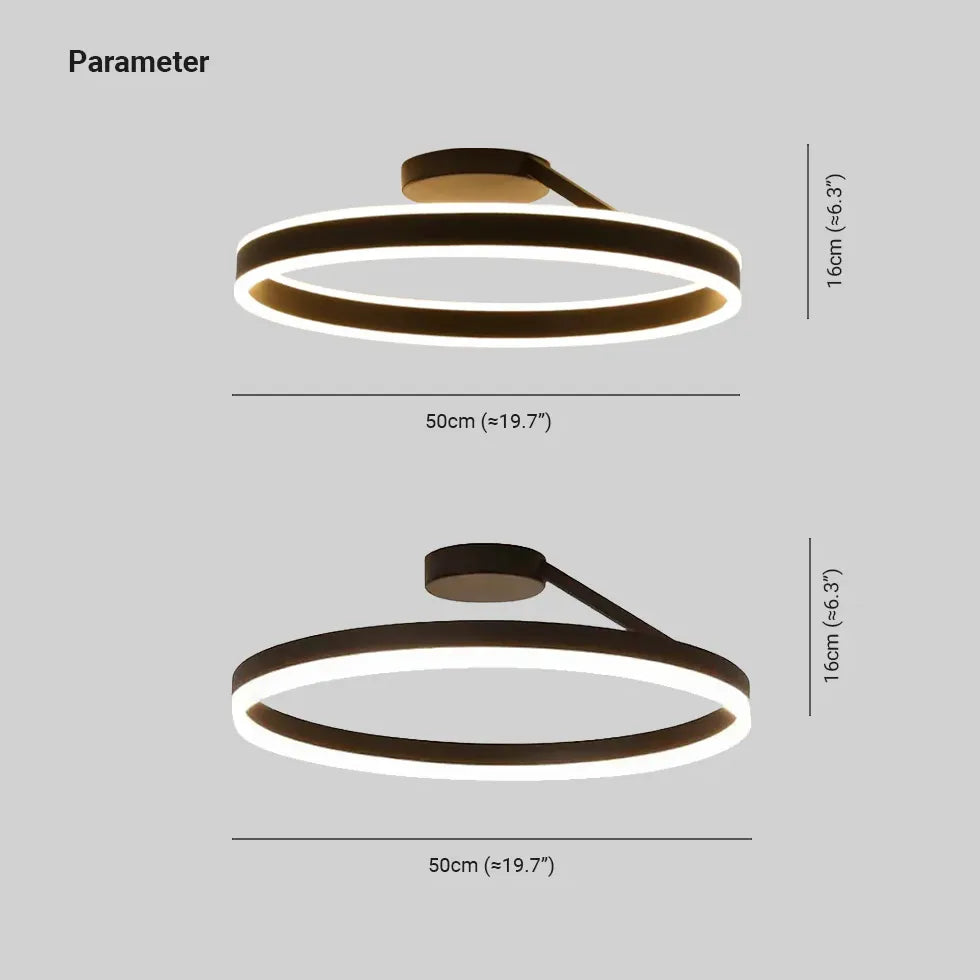 LED Deckenleuchte Ringe in schwarzem modernem Stil