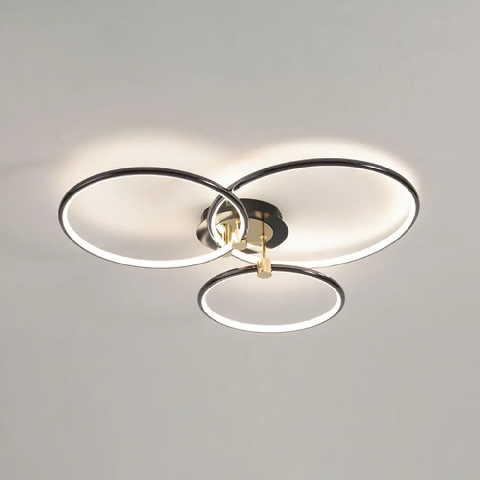 Black Semi-flush Light For Bedroom Circle Arisha Metal Ip20 Led