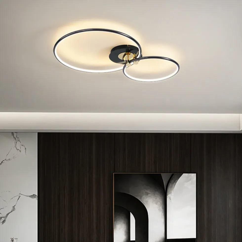 Black Semi-flush Light For Bedroom Circle Arisha Metal Ip20 Led