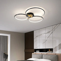 Black Semi-flush Light For Bedroom Circle Arisha Metal Ip20 Led