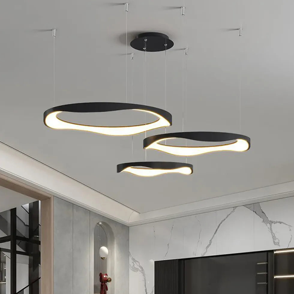 Black Statement Pendant Light For Living Room Arisha Metal & Acrylic Ip20