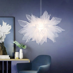 Bella Modern Flower Fabric Single Pendant White Light