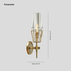 Gold Single Arm Wall Light For Study Room Blair Metal & Glass Ip20 Led Warm White