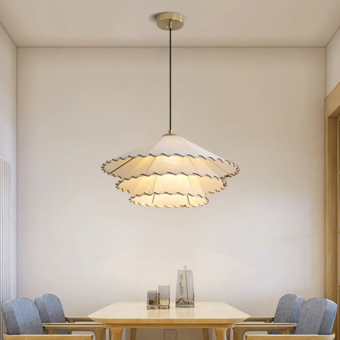 Yellow Light Single Pendant For Bedroom Boho Metal & Fabric Warm White Ip20 Led