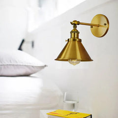 Black Single Arm Wall Light For Bedroom Cone Retro Metal