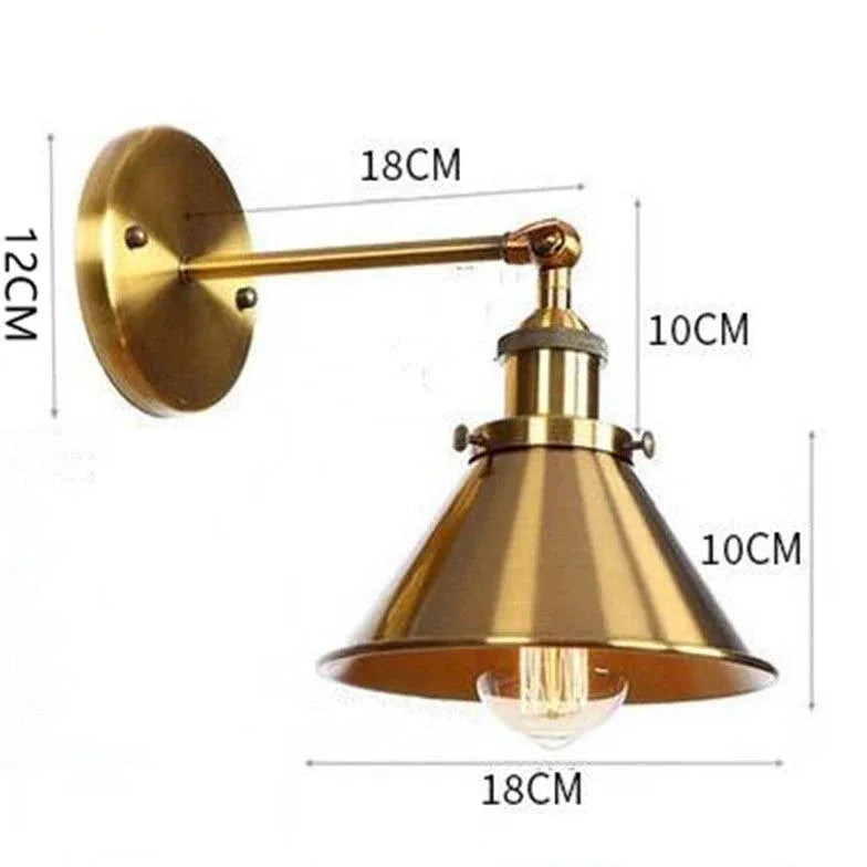 Black Single Arm Wall Light For Bedroom Cone Retro Metal