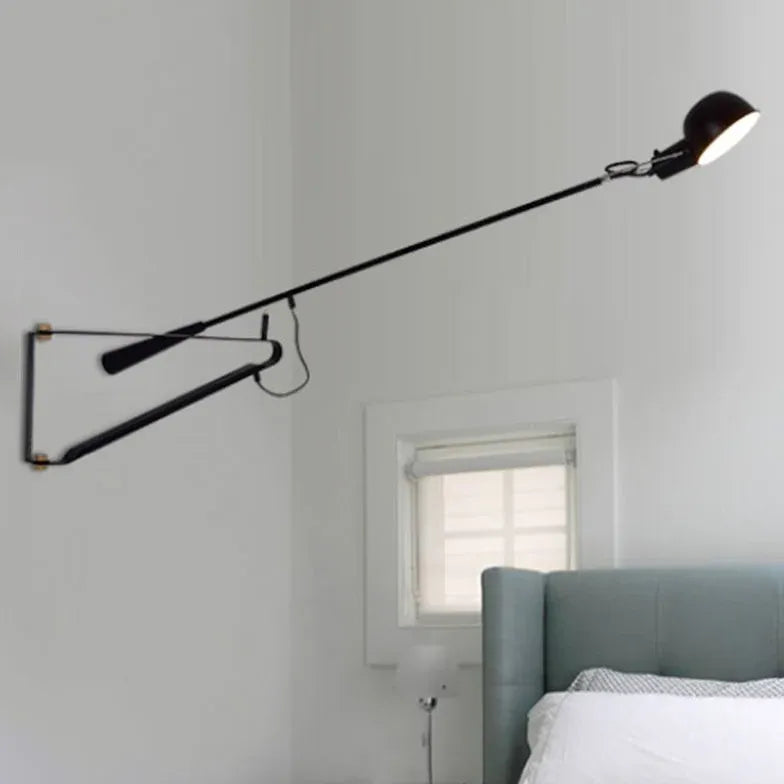 Black Single Arm Wall Light For Bedroom Brady Metal Led