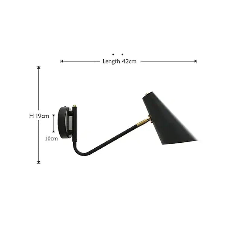 Black Single Arm Wall Light For Bedroom Retro Metal E27