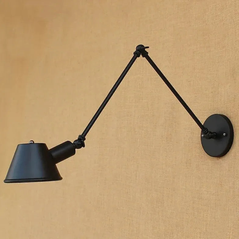 Black Single Arm Wall Light For Office Retro Metal E27