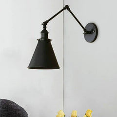 Black Adjustable Single Arm Wall Light For Bedroom Brady Metal Ip20