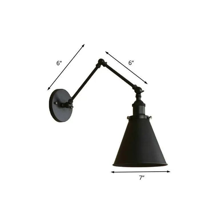 Black Adjustable Single Arm Wall Light For Bedroom Brady Metal Ip20