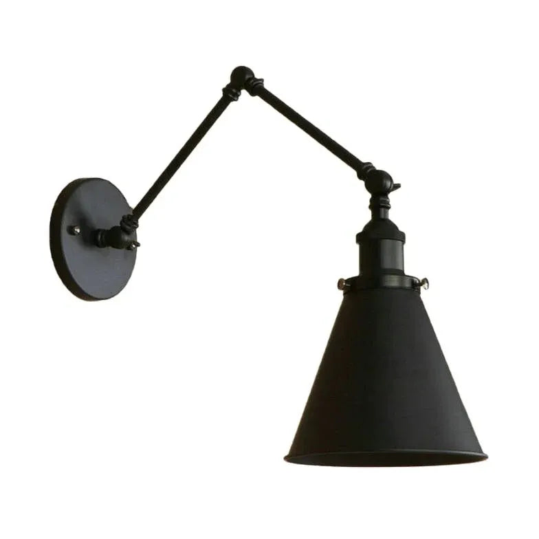 Black Adjustable Single Arm Wall Light For Bedroom Brady Metal Ip20