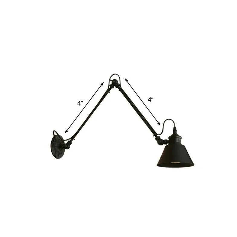 Black Single Arm Wall Light For Bedroom Brady Metal