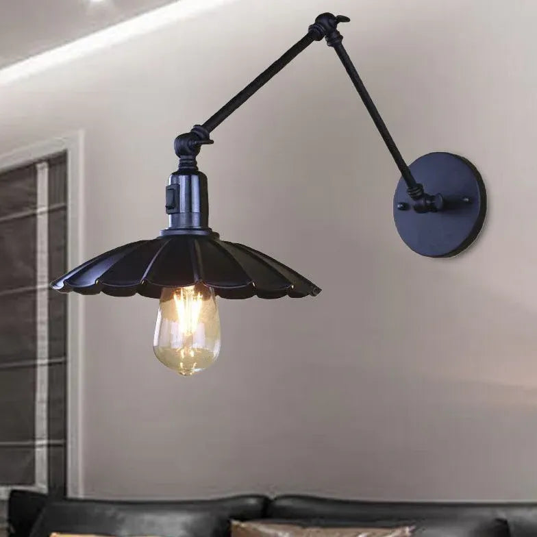 Black Single Arm Wall Light For Bedroom Brady Metal Led