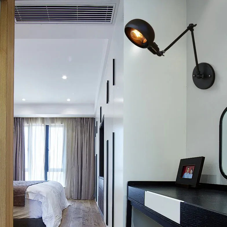 Black Single Arm Wall Light For Bedroom Brady Metal Led Ip20