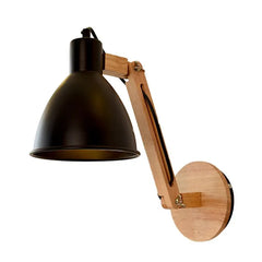 Black Single Arm Wall Light For Bedroom Brady Wood Led