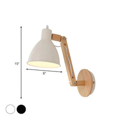 Black Single Arm Wall Light For Bedroom Brady Wood Led