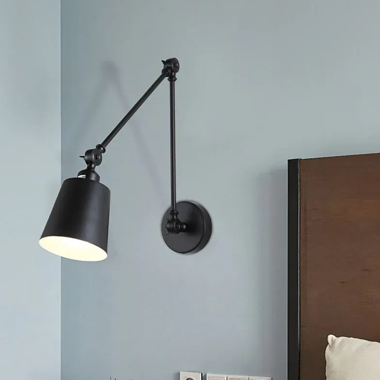 Black Single Arm Wall Light For Bedroom Brady Metal Ip20 Led